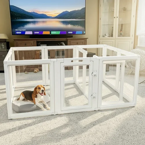 AuraSpace   Acrylic   Indoor   Dog   Playpen   for   Small   to   Medium   Dogs